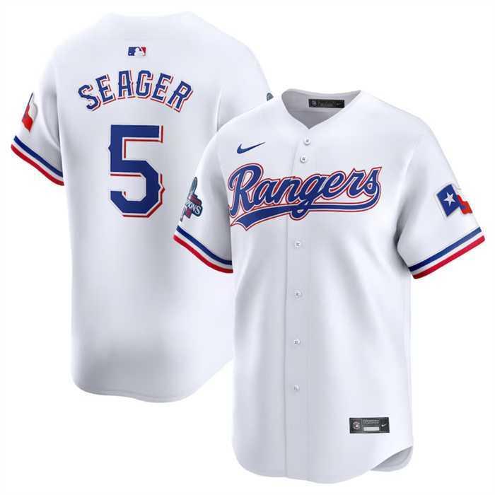 Mens Texas Rangers #5 Corey Seager White 2023 World Series Champions Stitched Baseball Jersey Dzhi->texas rangers->MLB Jersey